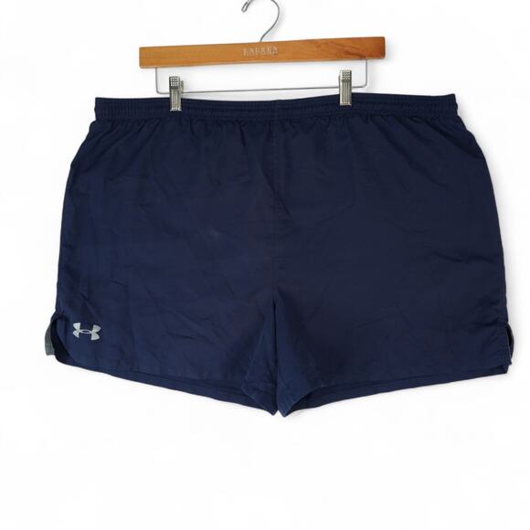 Under Armour Running Shorts Mens XL Navy Blue 2-in-1 Lined 4.5" Inseam - Picture 1 of 11